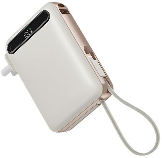 HANG AC2 自帶線行動電源, 奶茶色, HANG AC2 行動電源