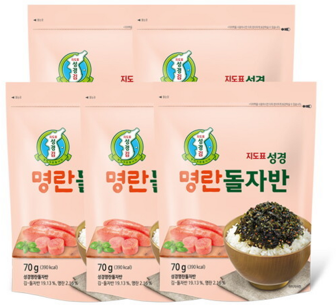 지도표성경 김 본사 명란 돌자반 김자반 명란김, 5개, 70g