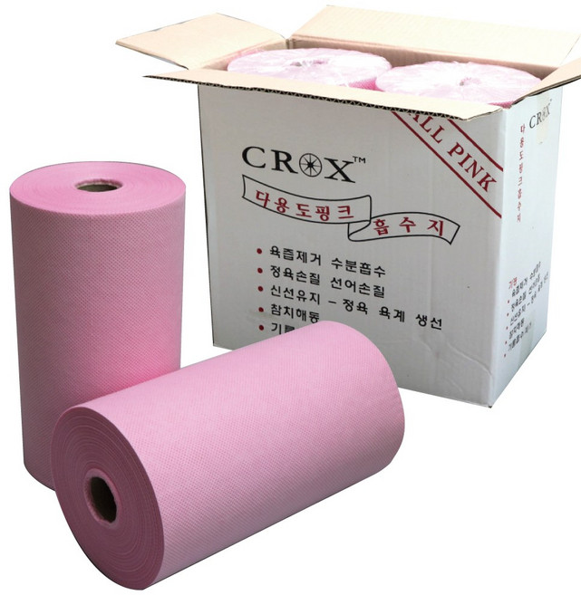 [용기청년] 크록스 미트페이퍼 해동지 정육 흡수지 2롤, 2. 크록스 핑크흡수지 핑크 2롤, 1개