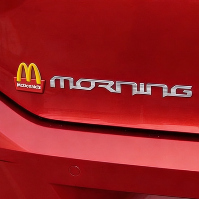 맥도날드 맥모닝 모닝 스티커 bmw M 로고 엠블럼, 레드, 컨텐츠 참조