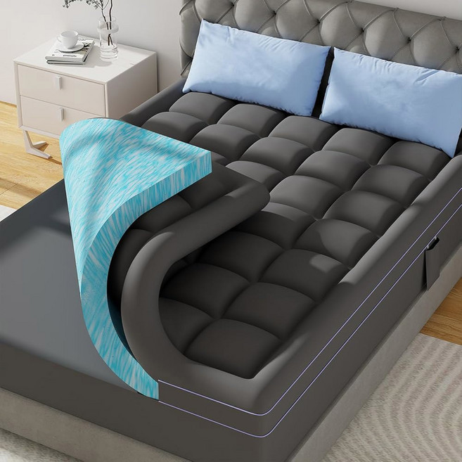 아베네 트윈 사이즈 듀얼 단 3인치 메모리 폼 매트리스 토퍼 2인치 젤 플러스 1인치 다운 대체 베개 탑 패드 커버 허리 을 위한 두꺼운 소프트 침대 지지