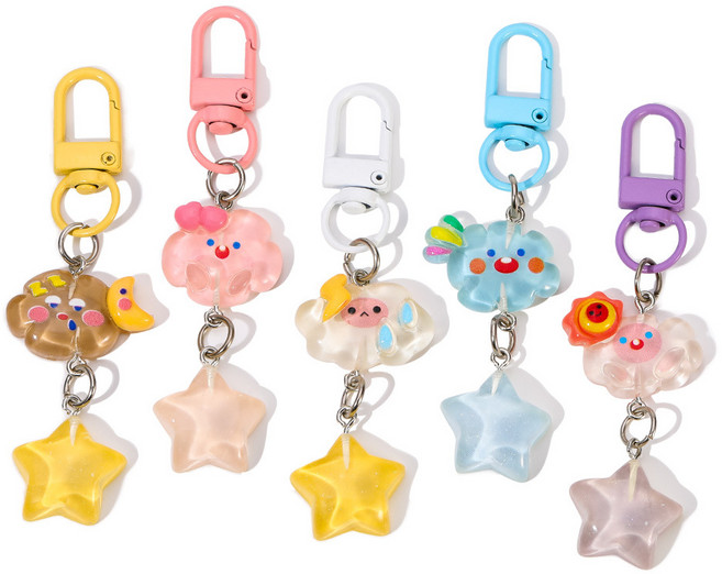 [5종세트]번블랙 캐릭터 미니 휴대폰 에어팟 버즈 가방 우정 단체선물 키링, 1세트, 구름5종