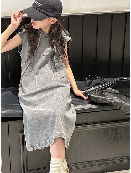 해피유통어린이 여름 캐주얼 원피스 후드 반팔 디자인14세 이상 XG03