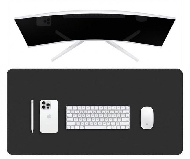 리팟 가죽 데스크 매트 와이드 장패드 마우스패드 논슬립 키보드패드, 다크그레이