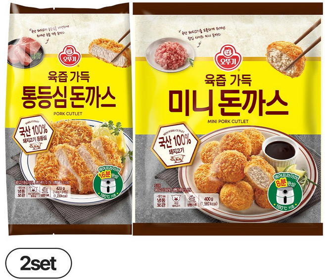 오뚜기 육즉가득 통등심 돈까스 420g 2개+미니돈까스 400g 2개, 1세트, 1.64kg