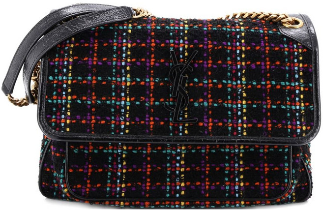 생 로랑 중고 Niki Chain Flap Bag Matelasse Chevron Tweed Medium shoulder bag