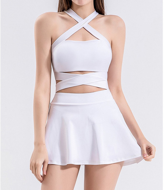 couyor 폴댄스의상 상희 폴복 스포츠 댄스복 요가복 브라탑, 화이트