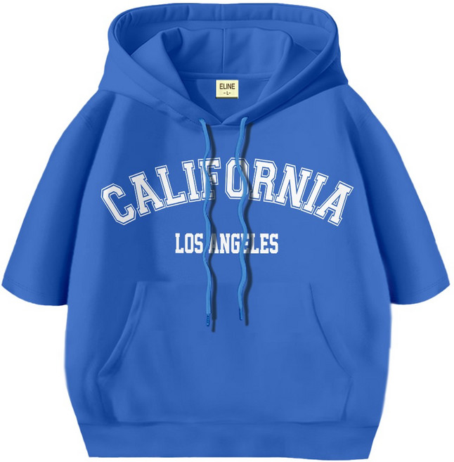 국산 반팔 후드티 캘리포니아 오버핏 남녀공용 특양면 무지 빅사이즈(~2XL)