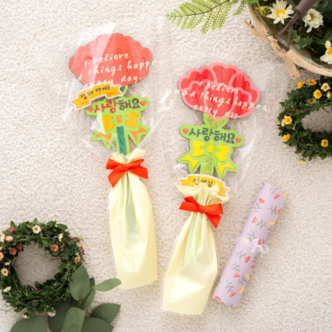 만들기자랑 MDF 카네이션 꽃다발 만들기 카네이션토퍼 만들기재료 스승의날 어버이날 선물 칼라폼 키트 diy, 일반(카네이션)