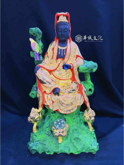 華誠 1尺3 觀音自在體 觀音菩薩 樟木雕刻 金身 神像 B2506