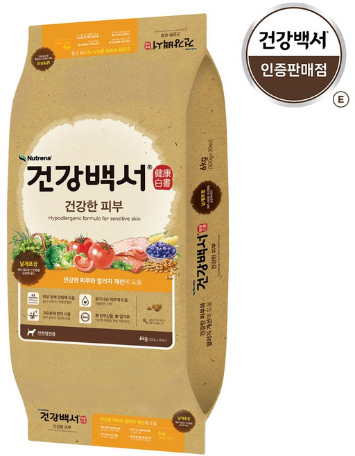 건강백서 강아지 건강한 피부 기능성 사료, 피부/피모, 6kg, 1개
