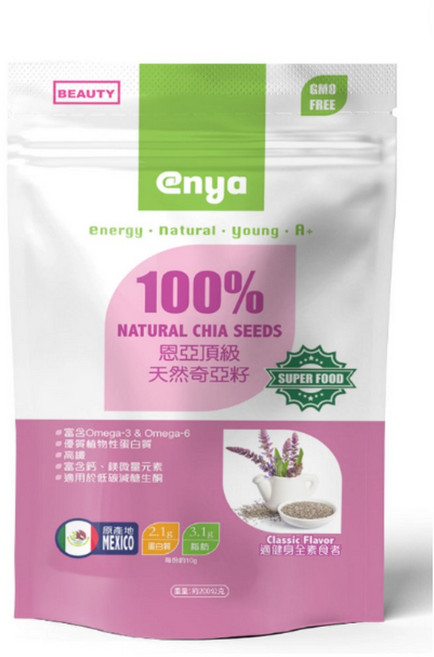 恩亞 三色藜麥 250g 低GI 高蛋白質 高膳食纖維 SGS檢驗合格, 1個, enya 恩亞 頂級奇亞籽 200g/包