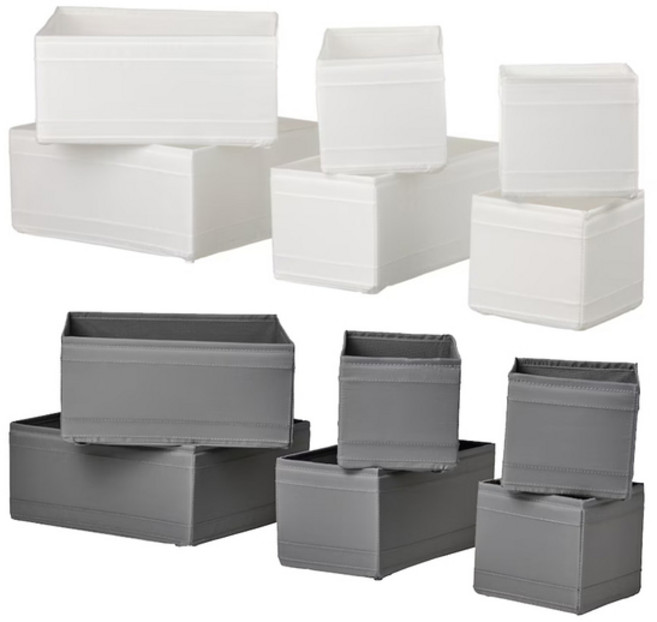 이케아 SKUBB 보관함 6개, 1세트, 다크그레이