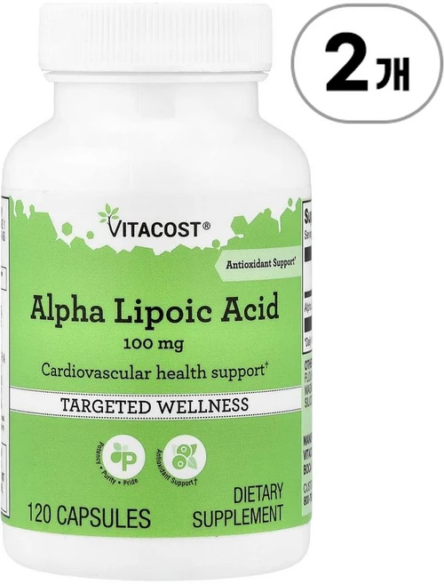 비타코스트 알파 리포산 100mg Vitacost Alpha Lipoic Acid 100 mg 120정, 2개 - 쿠팡