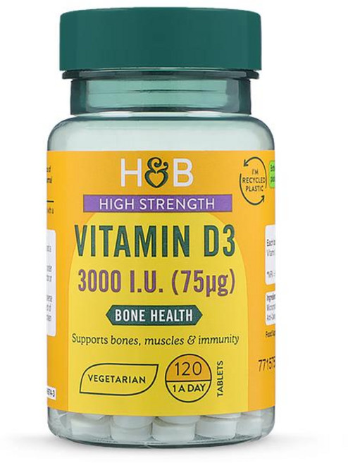 영국 홀랜드앤바렛 Holland & Barrett Vitamin D3 비타민D3 3000 I.U. 75μg, 3개, 120정