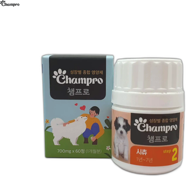 챔프로 시츄 전용 강아지 영양제 1~3단계 맞춤형, 1개, 2단계 (1세~7세), 어덜트, 60정