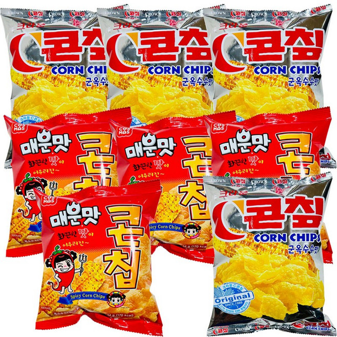 추억의간식 옥수수콘칩/매운콘칩 2종랜덤 8개입 (개별포장) (업체별도, 1개, 460g