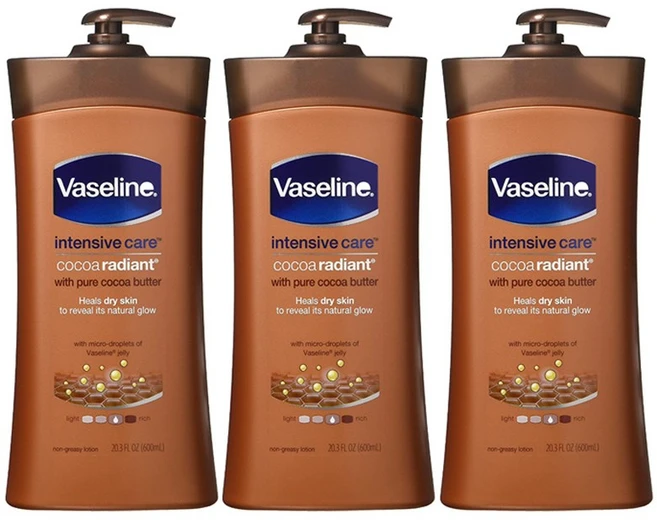 바세린인텐시브케어 코코아 래디언트 바디로션, 600ml, 3개 - 쿠팡