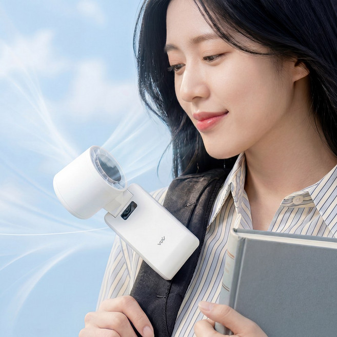 슈어온 클립형 냉각 휴대용 선풍기 핸디 무선 손풍기, 화이트