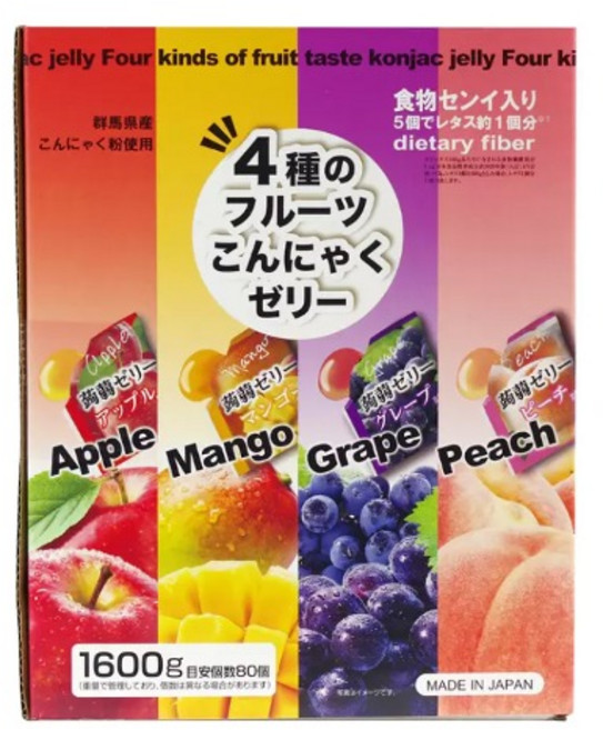 일본 코스트코 후르츠 곤약젤리 4종 80개입 1600g, 1세트, 1.6kg