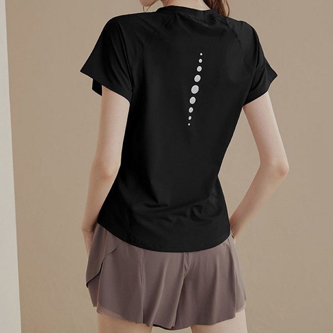 AOKADA 여성 슈퍼 드라이 냉감 운동 런닝 트레이닝 요가 헬스 필라테스 반팔티 쿨티 쿨링 기능성 반팔 티셔츠 여자 라운드넥 운동복