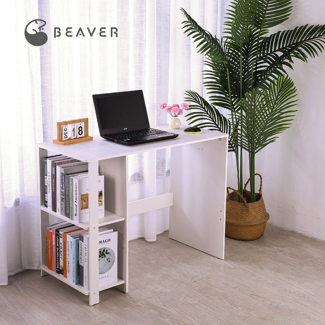 BEAVER 附書架電腦桌, 白色
