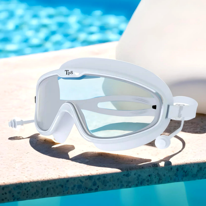 투펄슨 김서림방지 귀마개 일체형 와이드렌즈 고글 물안경 + 보관케이스, 올화이트, 1개