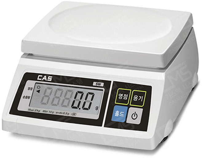 카스 전자저울 CAS SW-1S 2kg 0.5g 단위 디지털 주방 베이킹 식당 요리 중량 카페 커피 계량 저울, 1개