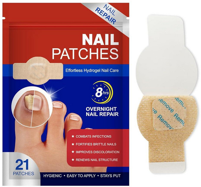 오버나이트 네일 트리트먼트 패치 - 발톱용 엑스트라 스트렝스 패치 8시 수리 21개 건강한 손톱 복원 투명하고 눈에 띄지 않음 두껍고 변색된 손톱용 224637, 오버나이트 네일 트리트먼트 패치 - 발톱용 엑스트라 스