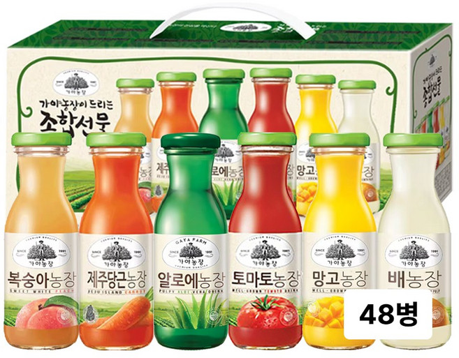 자연은 가야농장 180ml 12입 x 4세트 병 음료 골라담기, 48개