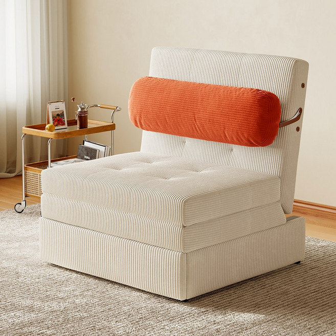 Arcbliss 고탄성 스펀지 확장형 소파베드 + 쿠션 세트 소파겸침대 공간절약, 아이보리 80cm