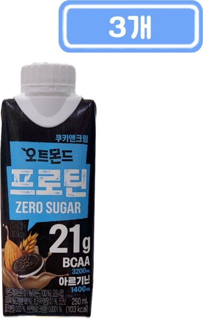 롯데칠성 오트몬드 프로틴 쿠키앤크림, 250ml, 3개