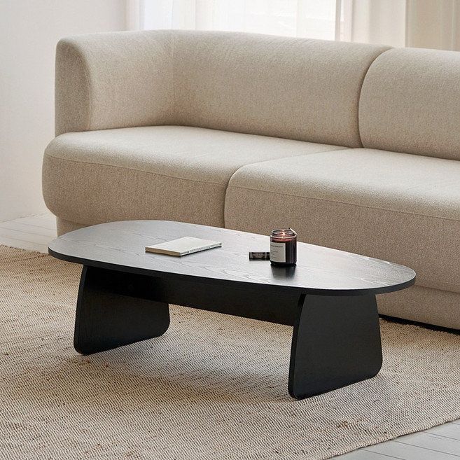 무아레 거실 소파 좌탁 비정형 티테이블 800 1200, 1200 블랙