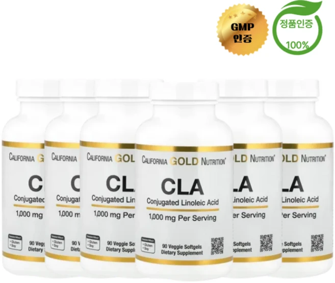 3+3 캘리포니아 골드 뉴트리션 CLA 복합 클라리놀 리놀레산 1000mg 소프트젤 90정, 6개 - 쿠팡
