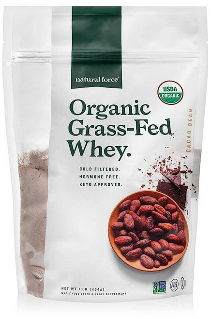 내추럴 포스 목초 사육 유기농 유청 단백질 파우더 1 파운 Natural Force Whey Protein Powder – Chocolate – Grass Fed Organic, 1파운드(1팩), 453.59g, 1개