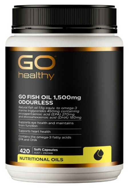 고헬씨 무취 오메가 피쉬오일 1500mg 420캡슐 GO Healthy Fish Oil Odourless, 1개, 420정