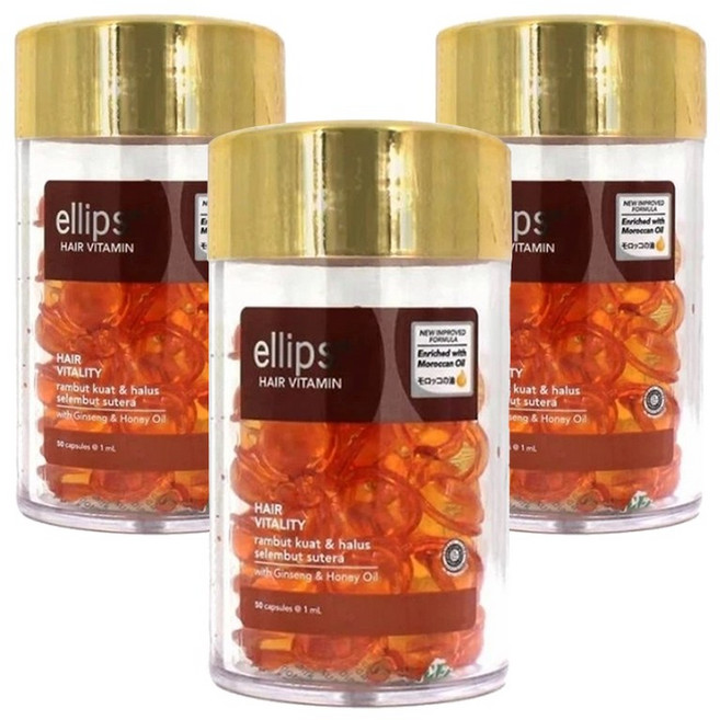 엘립스 헤어에센스 비타민 오일 바이탈리티 위드 진생 앤 허니, 3개, 50ml