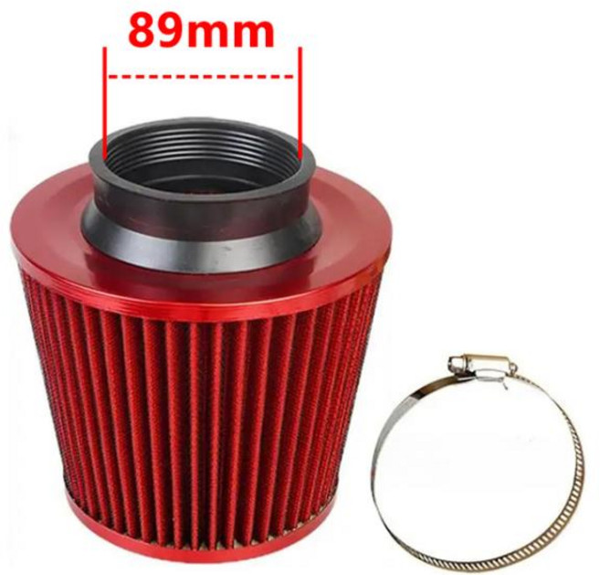 J9 범용 에어 필터 키트 콘 콜드 흡기 자동차 스폰지 고유량 레이싱 성능 테이퍼 스포츠 64-100mm, 07 Red 89mm, 1개