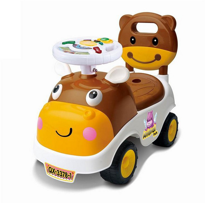 兒童滑行車 QX-3378-1 幼兒學步車 寶寶四輪玩具車, 咖啡, 1個