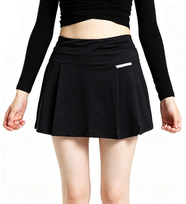 차쿠 기본 심플 스판 플리츠 플레어 주름 스커트 치마