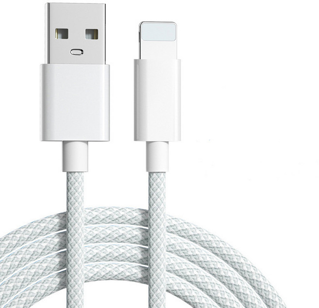 AjHome USB 充電線 Lightning充電線 2.4A快充 480Mbps, 白色, 1個, 100cm