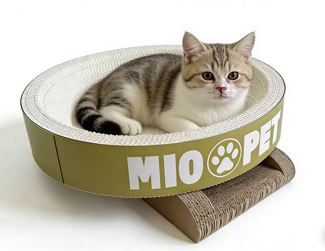 한타오 고양이 눕기편한 특대형 스크래쳐 원형, 1개, 흰녹색