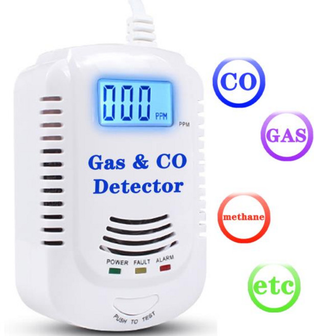 [측정테스트 작업용]천연 가스 감지기 및 일산화탄소 CO 가연성 누출 모니터 Co Lng 메탄 2 in 1, 1개
