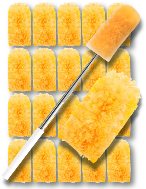 DUGNSTUDIO 길이조절 롱 110cm 스텐 정전기 먼지털이+양면 360 리필 세트, 1개, 예쁜 오렌지