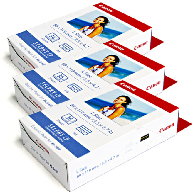 캐논 셀피 포토프린터 전용 인화지 L사이즈 + 잉크 KL-36IP, 36매, 3개
