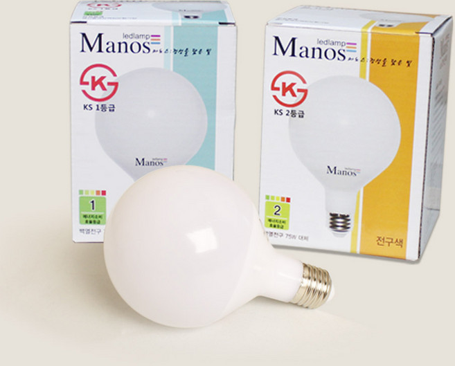 마노스 LED 볼전구 12W 롱타입, 전구색, 1개