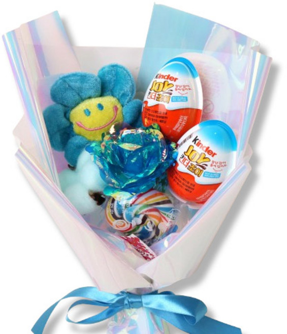 오로라 킨더조이 & 사탕 꽃다발 - 학예회 졸업 재롱잔치 유치원 어린이집 발표회 어린이 인형, 블루(베이직