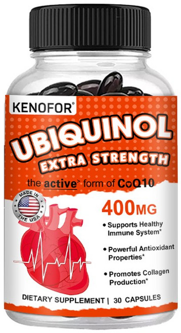 KENOFOR 유비퀴놀 COQ10 400 MG 소프트젤 탁월한 흡수 활성 형태 면역 지원, 30 count 1 bottle, 1개