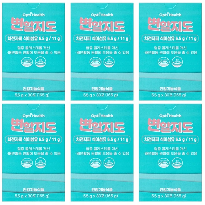 옵티헬스 변할지도 차전자피 식이섬유, 165g, 6박스 - 쿠팡