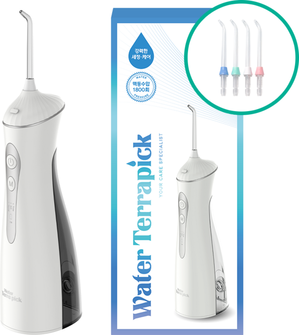 [치과공식납품] 닥터대니 워터테라픽 구강세정기 무선 휴대용 가정 치아 치간 물치실 세척기 세정기 잇몸 케어 관리, 화이트, 워터테라픽 1개
